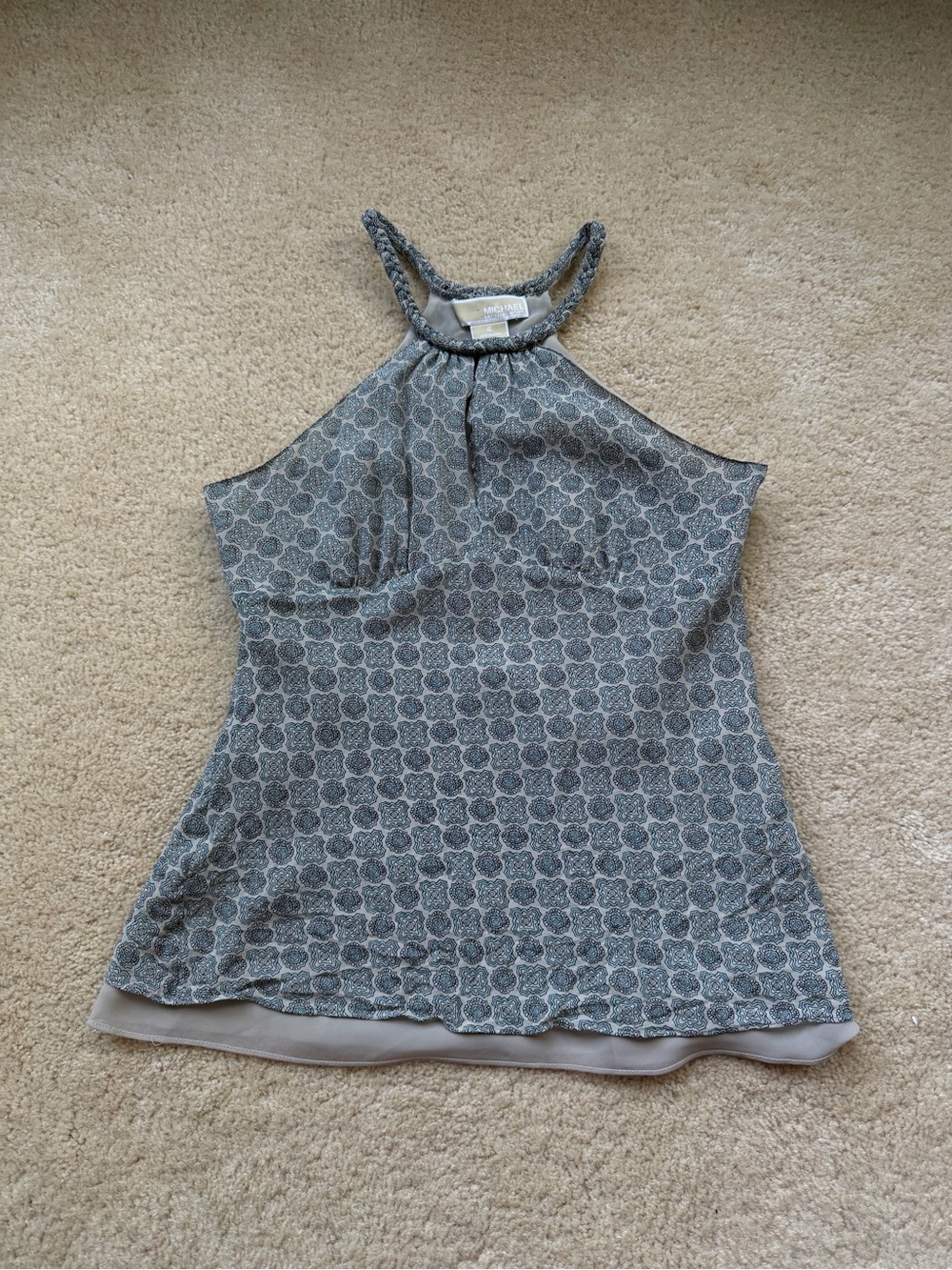 Michael Kors Women's Tan Black White Halter Top Blouse - Size 4 - EUC - Lined